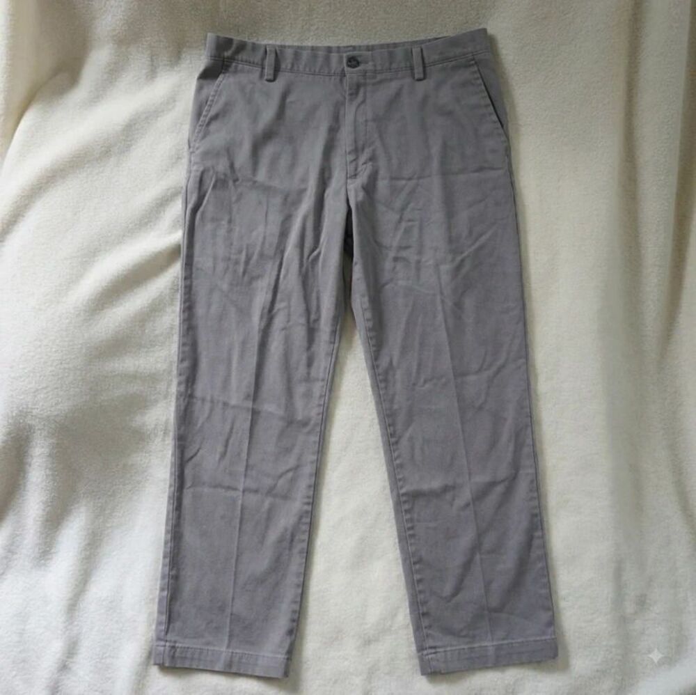 Dockers Mens Slate Gray Classic Fit Flat Front Chino Slacks 34x30